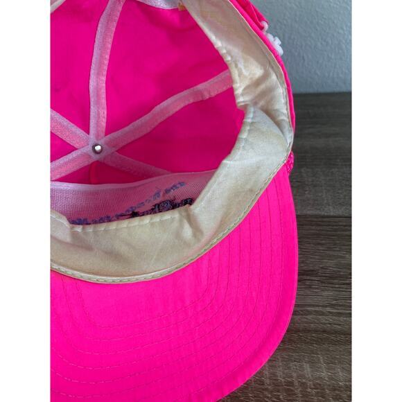Vintage 90s Nissin Neon Pink Shrine Circus Snapback Hat Rope Foam Trucker - Picture 13 of 16